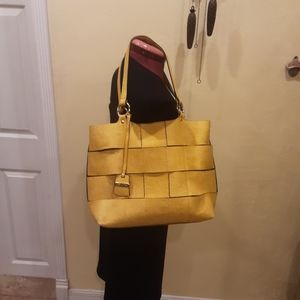 Roberta Prani yellow woven handbag